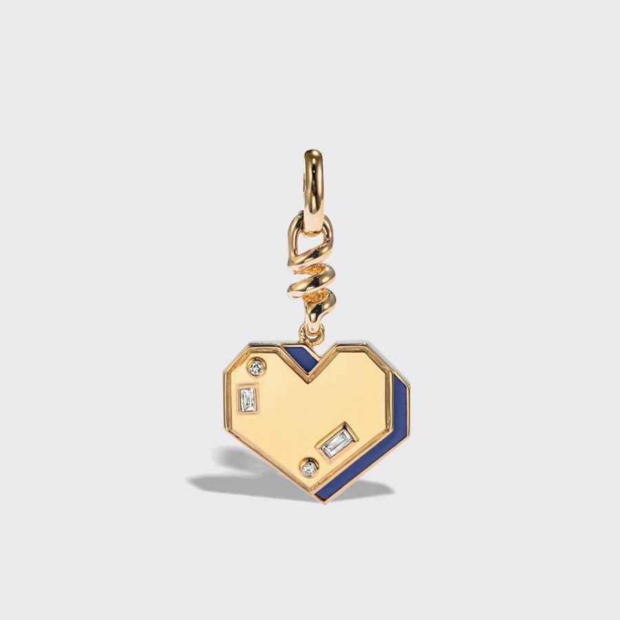 Jewelry Boochier | Lapis Yellow Gold Heart Charm