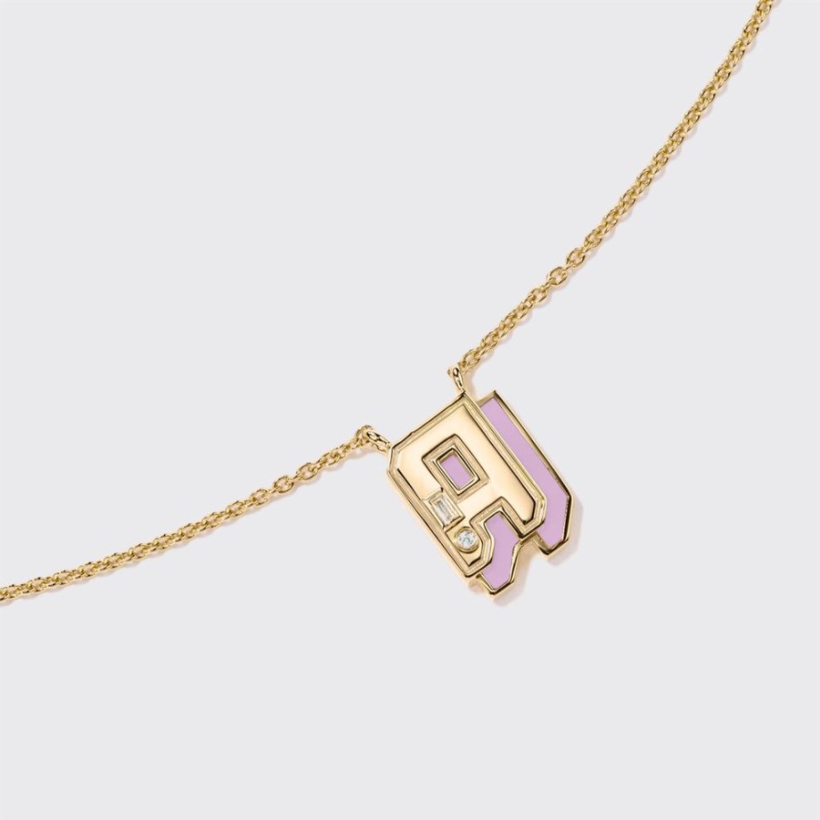 Jewelry Boochier | Phosphosiderite Yellow Gold Mini Letter Necklace