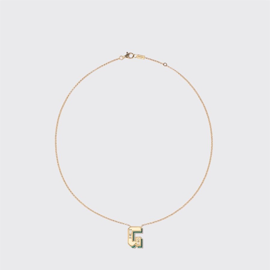 Jewelry Boochier | Malachite Yellow Gold Letter Necklace