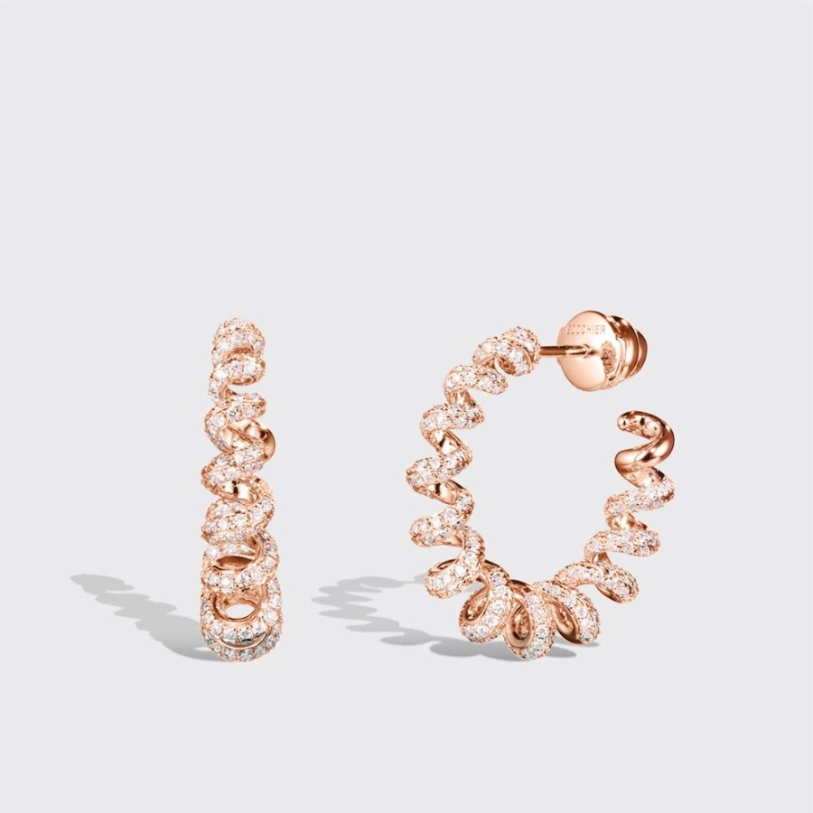 Jewelry Boochier | Large Rose Gold Diamond Slinkee Earrings