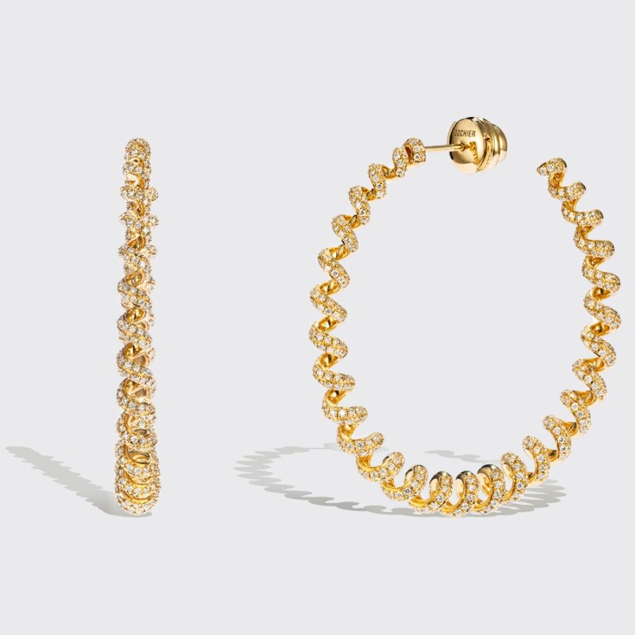 Jewelry Boochier | Jumbo Yellow Gold Diamond Slinkee Earrings