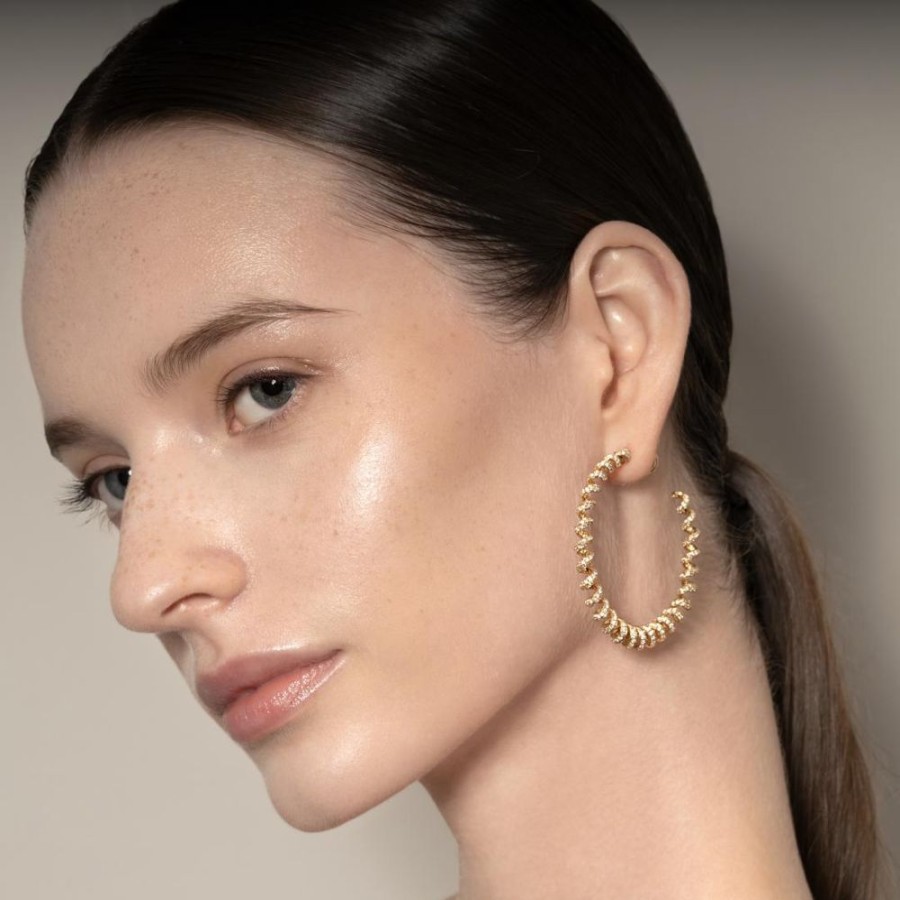 Jewelry Boochier | Jumbo Yellow Gold Diamond Slinkee Earrings