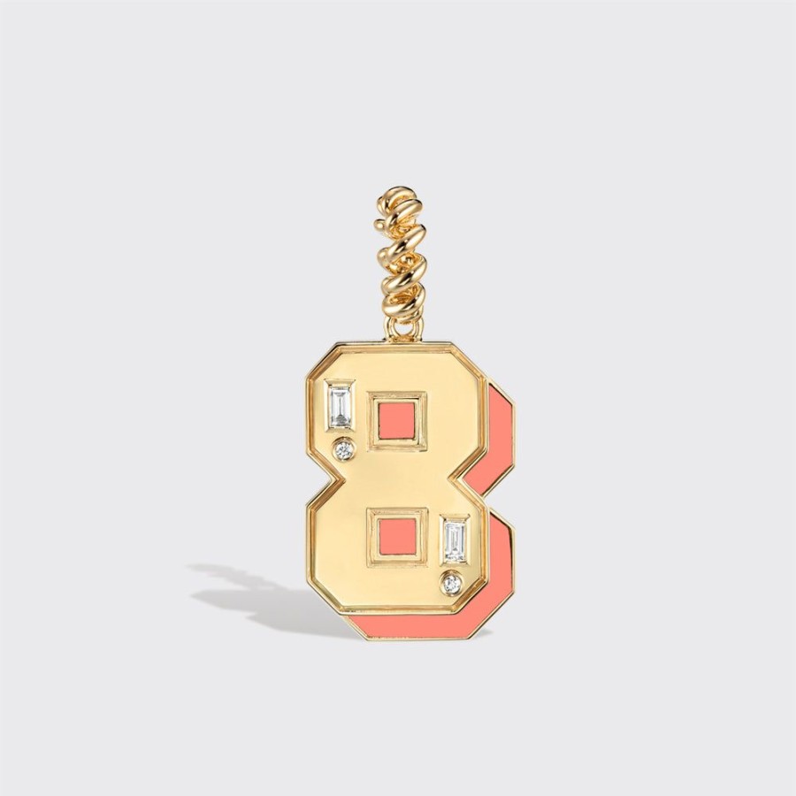 Jewelry Boochier | Jumbo Coral Nostalgia Number Pendant