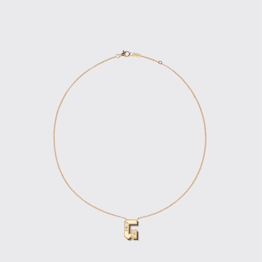 Jewelry Boochier | Onyx Yellow Gold Letter Necklace