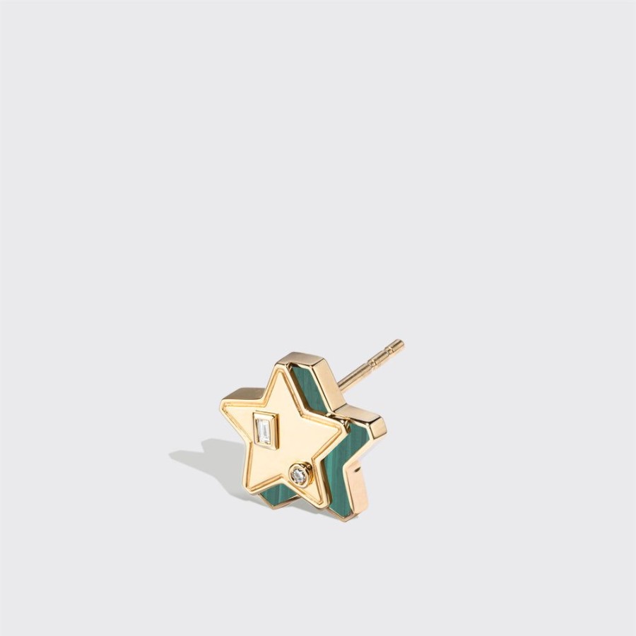 Jewelry Boochier | Malachite Yellow Gold Mini Star Studs