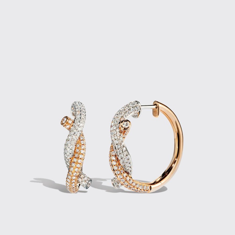 Jewelry Boochier | Rose Gold-White Gold Full Diamond Ties Earrings