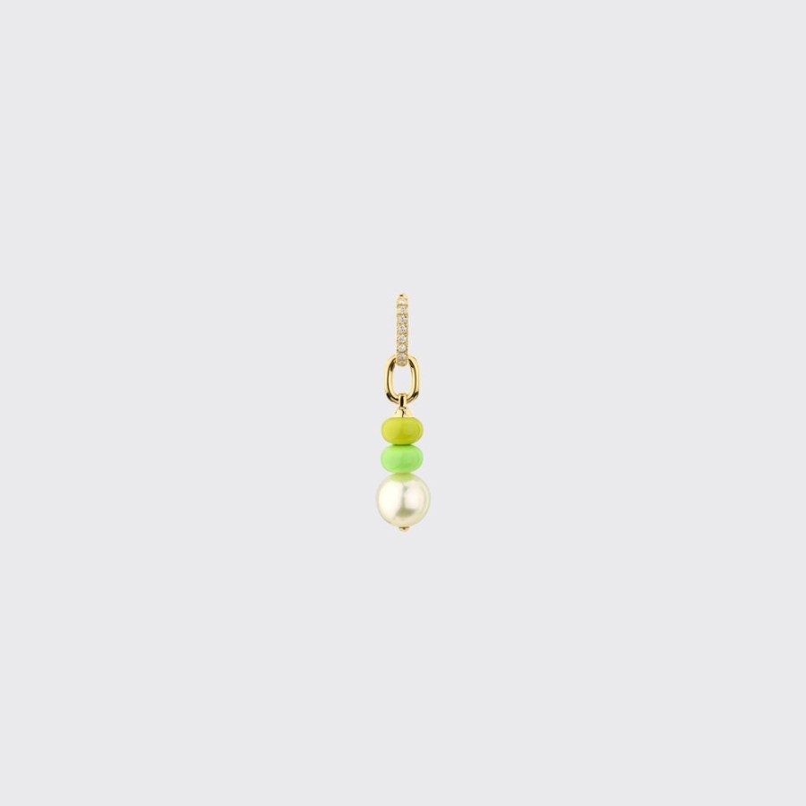 Jewelry Boochier | Lime Green-Neon Yellow Single Pearl Diamond B-Boy Earring