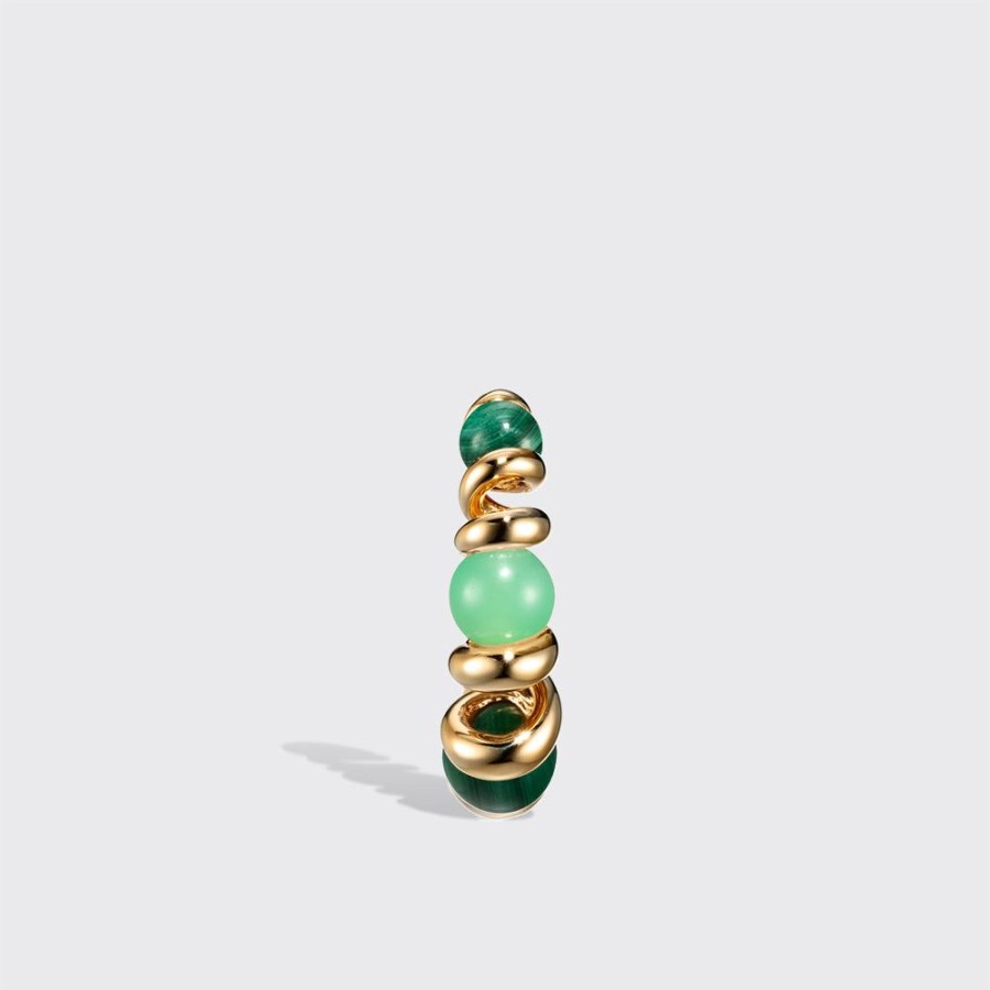 Jewelry Boochier | Chrysoprase & Malachite Yellow Gold Gumball Slinkee Earrings