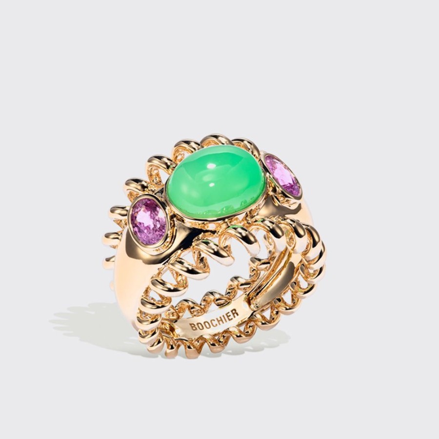 Jewelry Boochier | Jumbo Chrysoprase & Pink Sapphire Slinkee Icon Ring