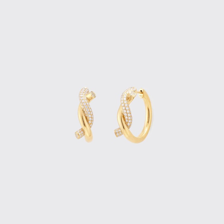 Jewelry Boochier | Yellow Gold Diamond Ties Earrings