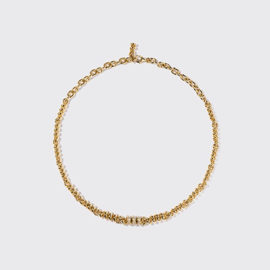 Jewelry Boochier | Yellow Gold Single Diamond Slinkee Necklace