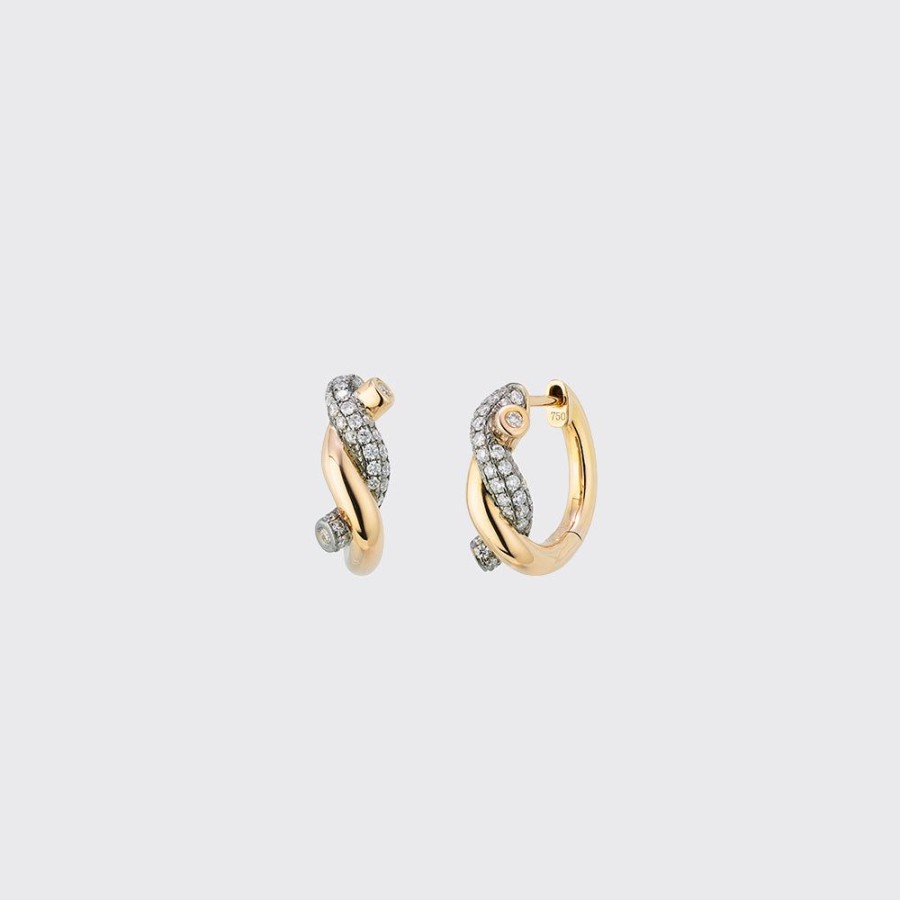 Jewelry Boochier | Black Gold-Yellow Gold Diamond Small Ties Earrings