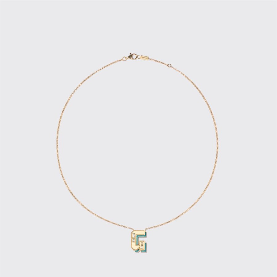 Jewelry Boochier | Turquoise Yellow Gold Letter Necklace