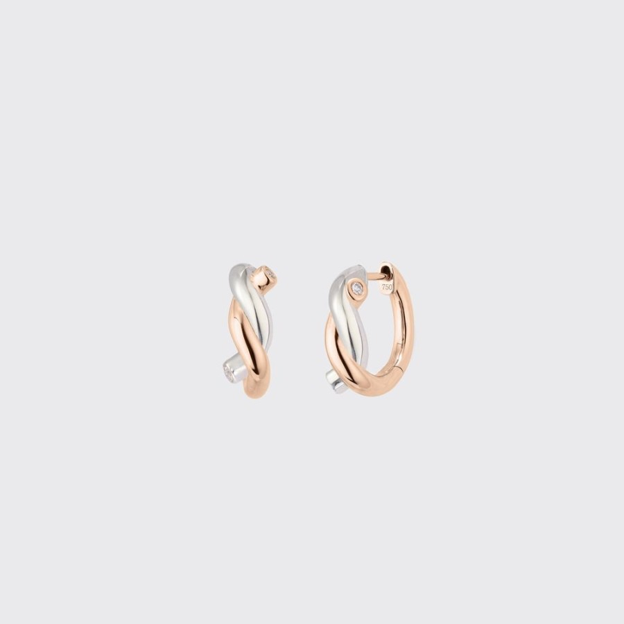 Jewelry Boochier | Rose Gold-White Gold Small Ties Earrings