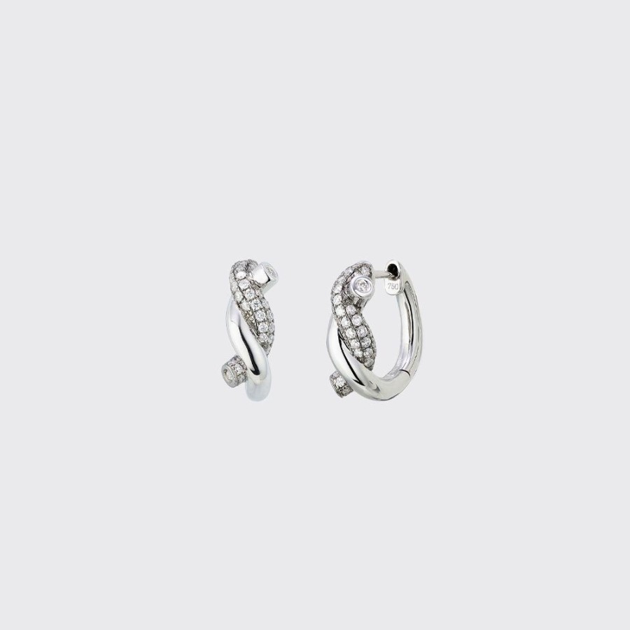 Jewelry Boochier | Black Gold-White Gold Diamond Small Ties Earrings