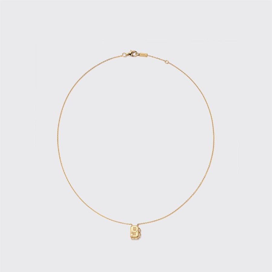 Jewelry Boochier | Yellow Gold Diamond Mini Letter Necklace