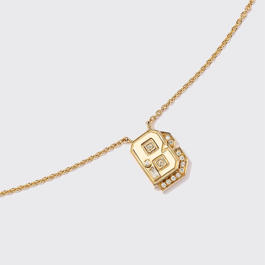 Jewelry Boochier | Yellow Gold Diamond Mini Letter Necklace