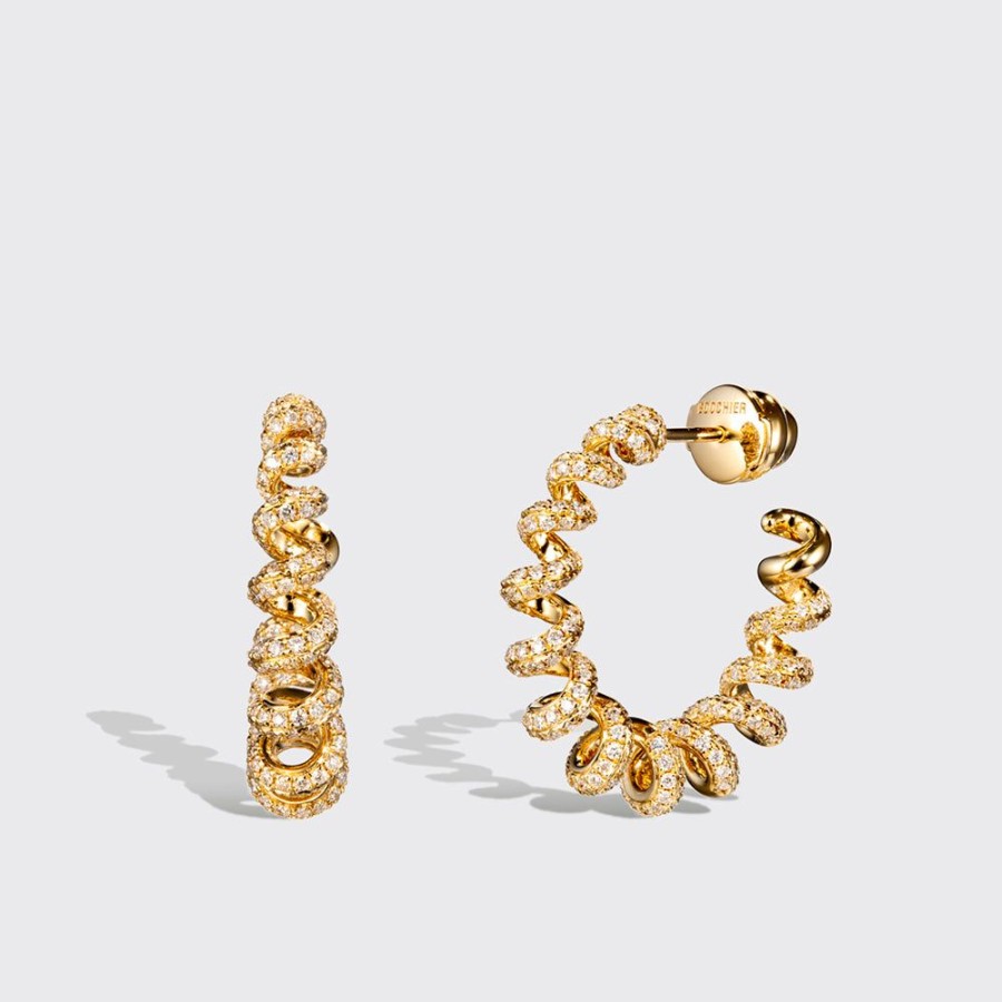 Jewelry Boochier | Large Yellow Gold Diamond Slinkee Earrings