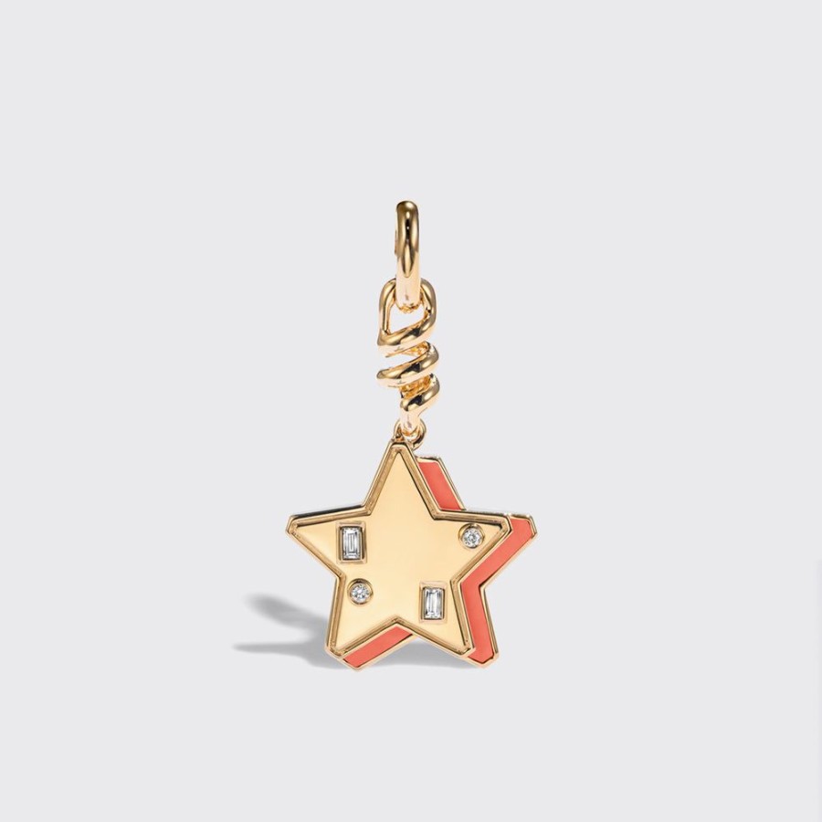 Jewelry Boochier | Coral Yellow Gold Star Charm