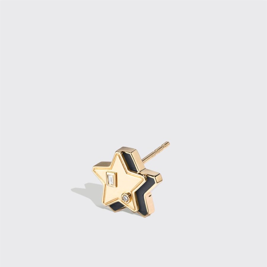 Jewelry Boochier | Onyx Yellow Gold Mini Star Studs