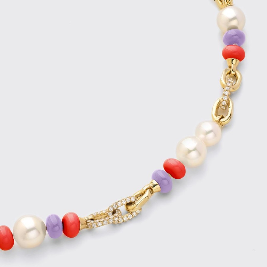 Jewelry Boochier | Lilac-Red Diamond B-Boy Chain Necklace