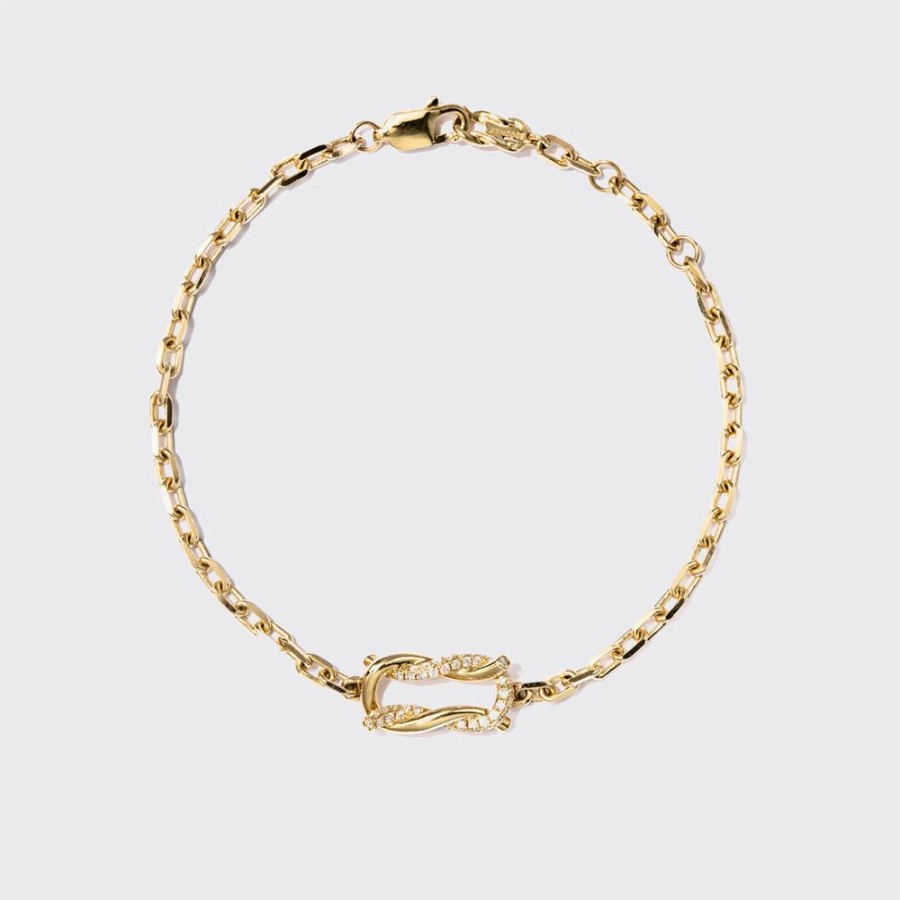 Jewelry Boochier | Yellow Gold Half Diamond Ties Bracelet