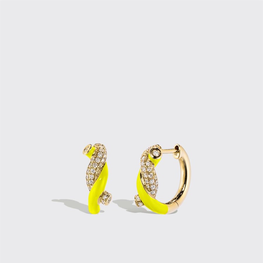 Jewelry Boochier | Neon Yellow Small Fruit Hoops Earrings