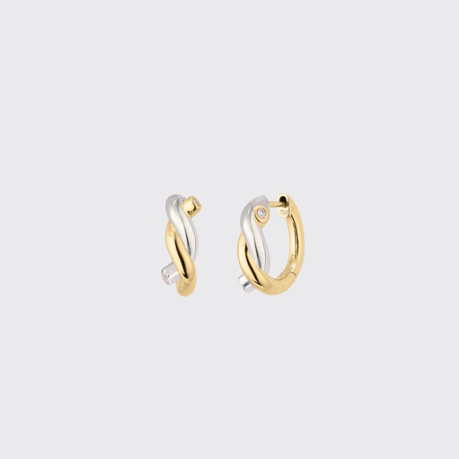 Jewelry Boochier | Yellow Gold-White Gold Small Ties Earrings