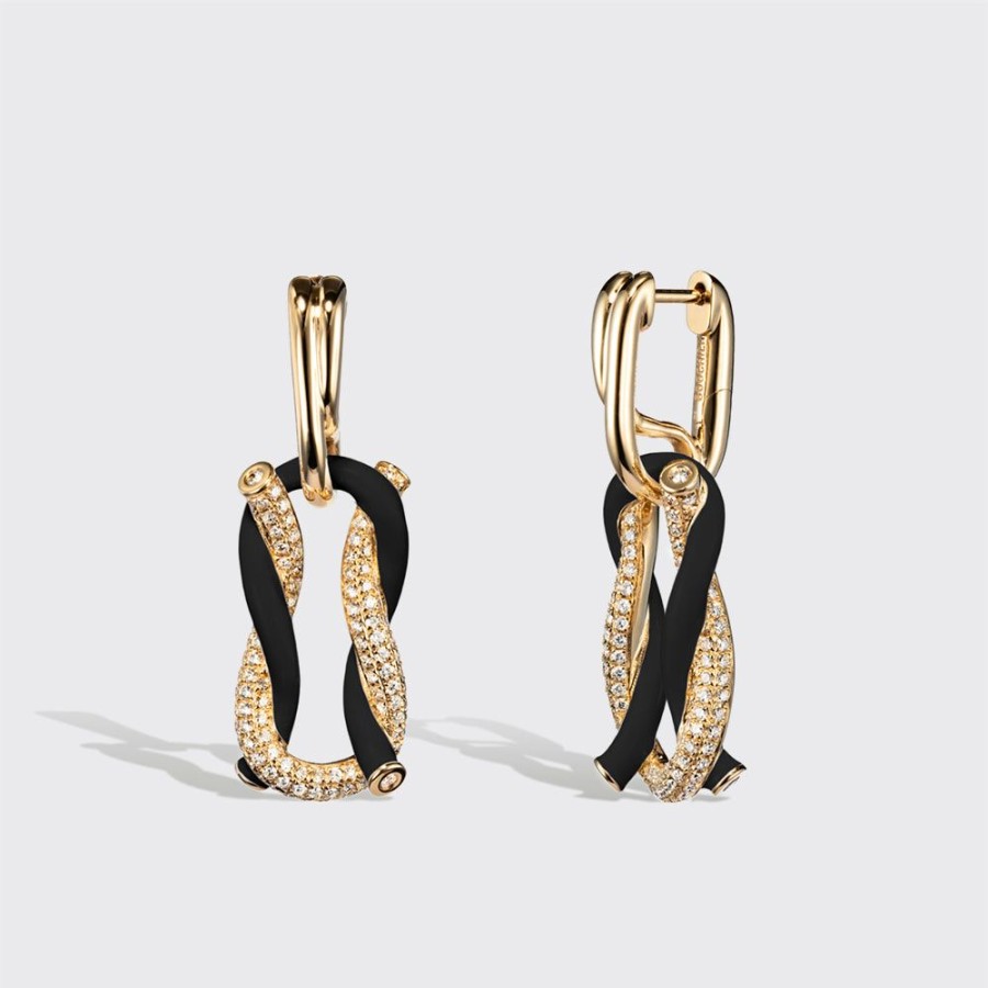 Jewelry Boochier | Jumbo Black Half Diamond Fruit Hoops Buckle Earrings