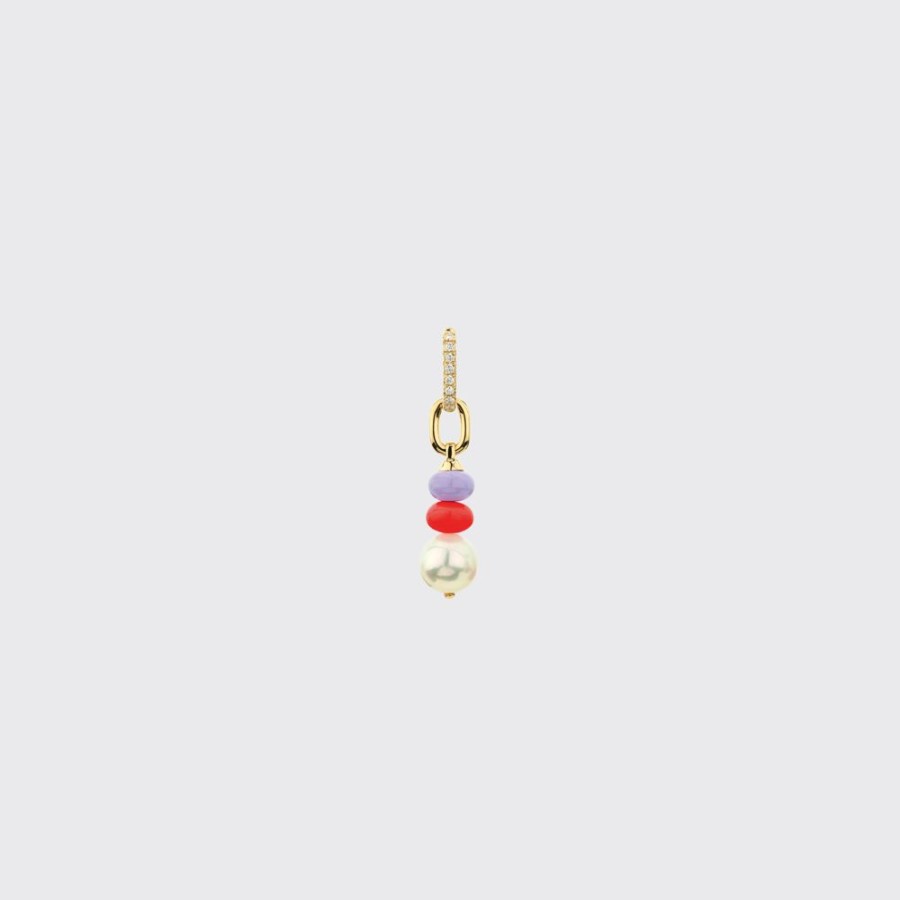 Jewelry Boochier | Lilac-Red Single Pearl Diamond B-Boy Earring