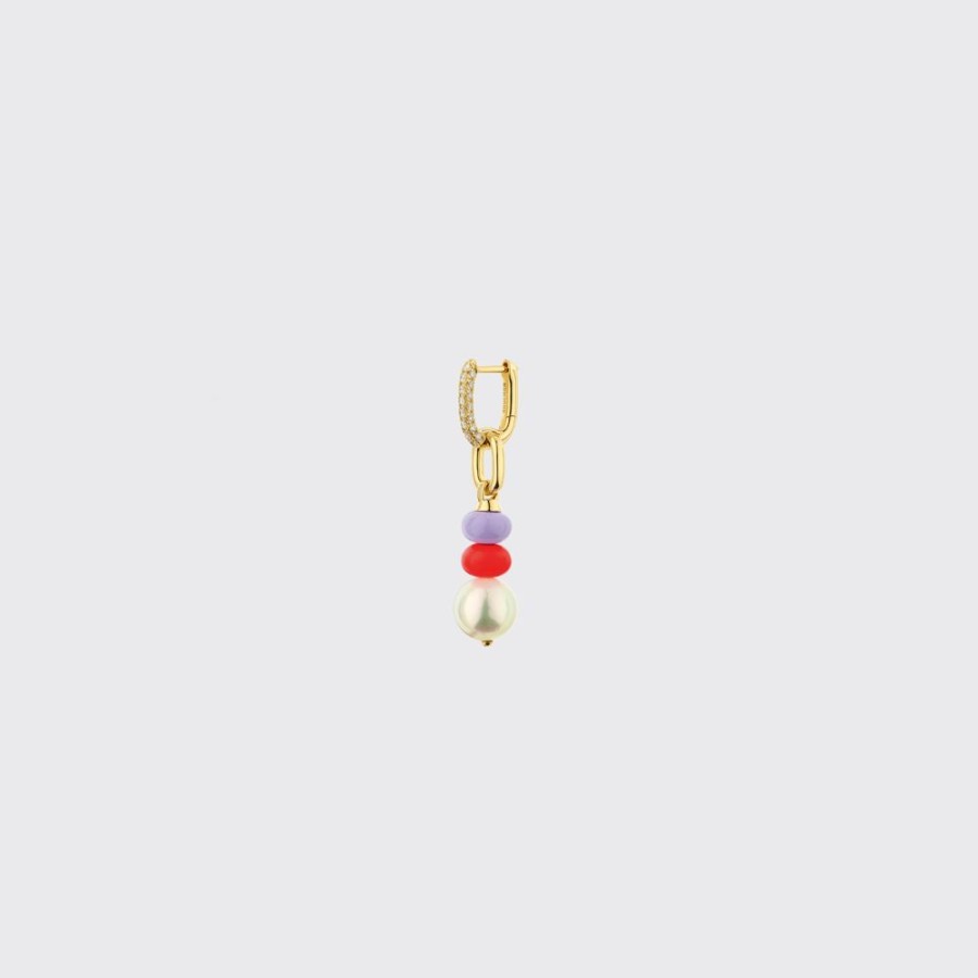 Jewelry Boochier | Lilac-Red Single Pearl Diamond B-Boy Earring