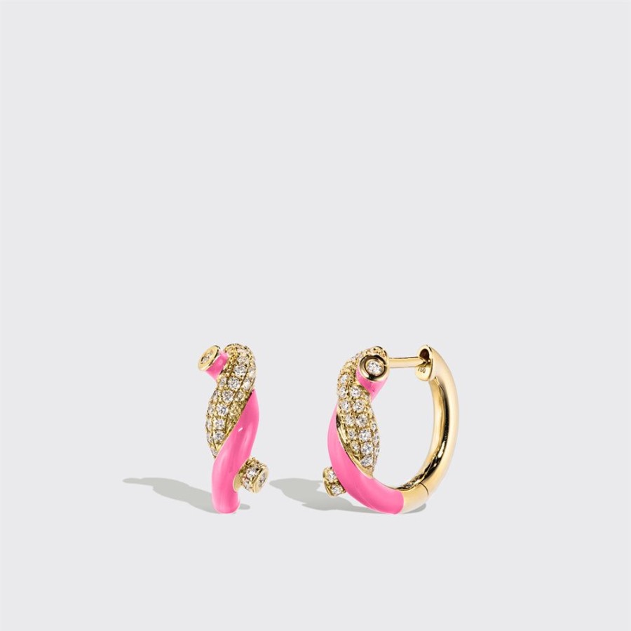 Jewelry Boochier | Hot Pink Small Fruit Hoops Earrings