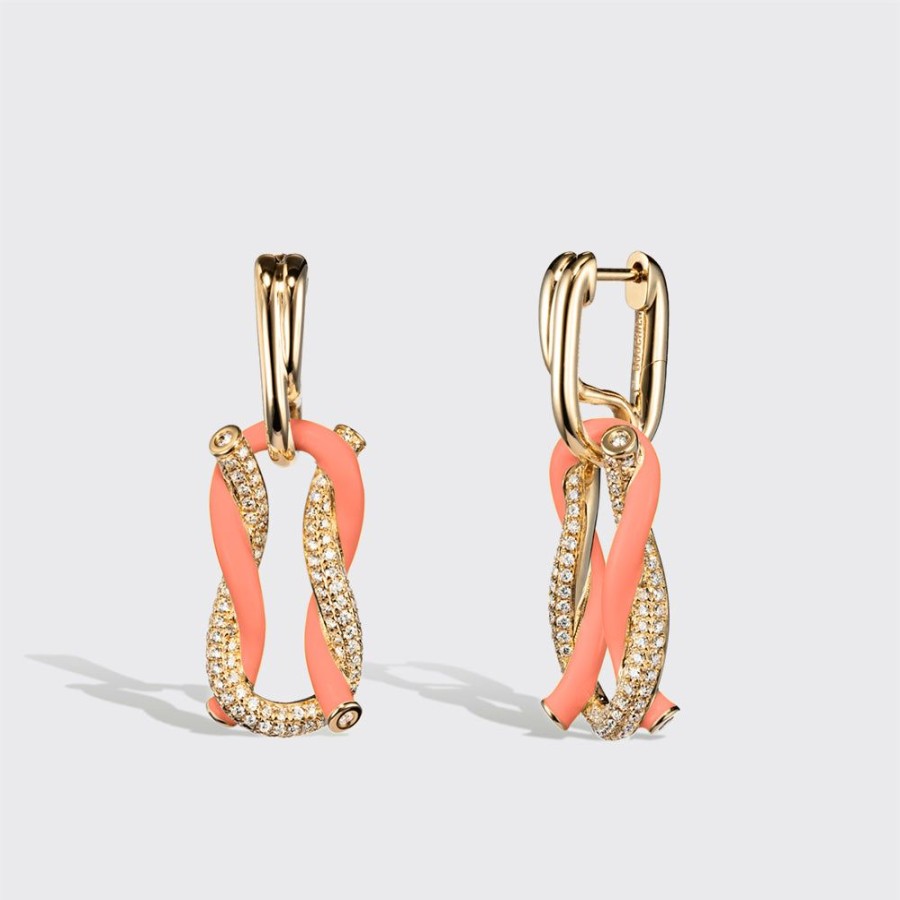 Jewelry Boochier | Jumbo Orange Half Diamond Fruit Hoops Buckle Earrings