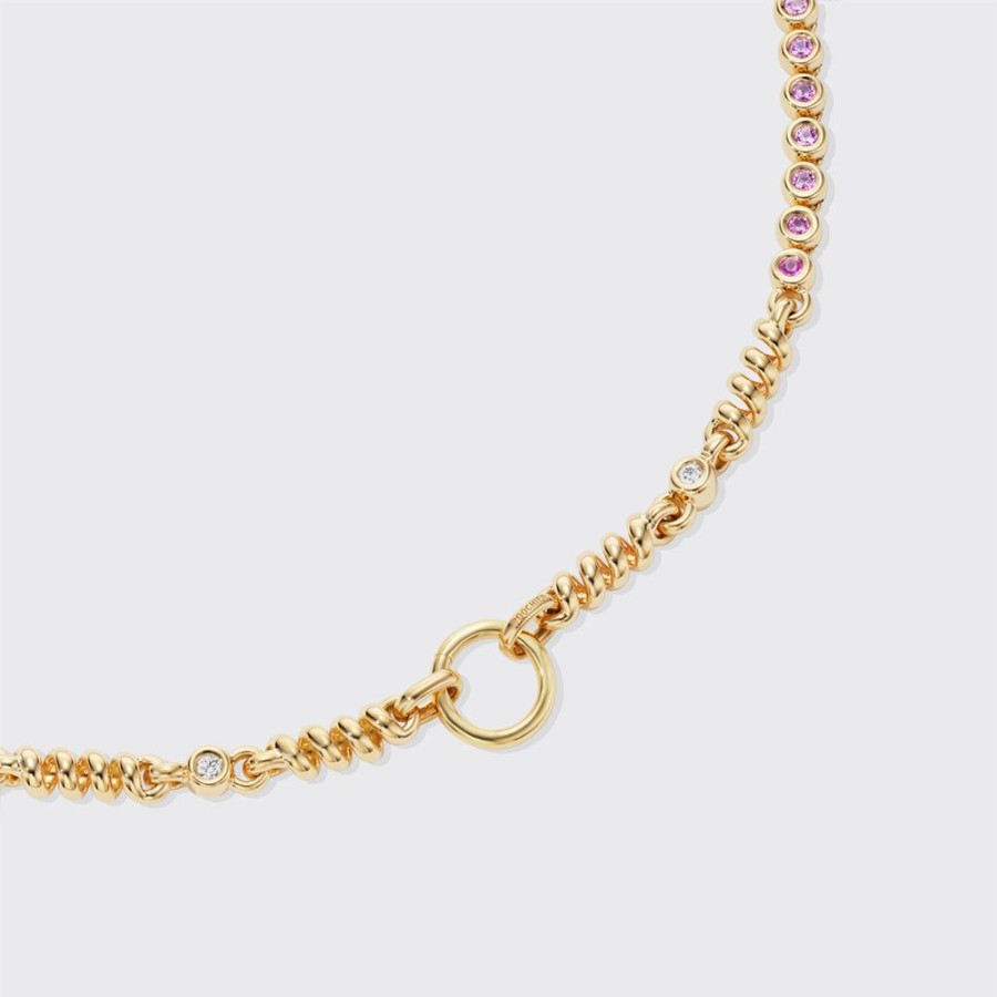 Jewelry Boochier | Yellow Gold Rainbow Sapphire Slinkee Clip Necklace