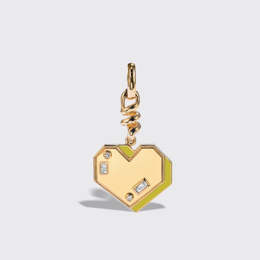 Jewelry Boochier | Lemon Jade Yellow Gold Heart Charm