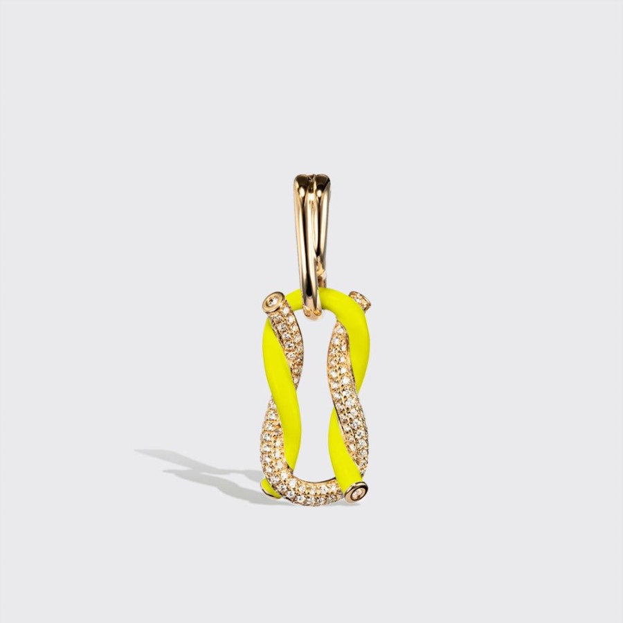 Jewelry Boochier | Jumbo Neon Yellow Half Diamond Fruit Hoops Buckle Earrings