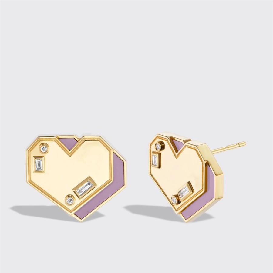 Jewelry Boochier | Phosphosiderite Yellow Gold Heart Studs