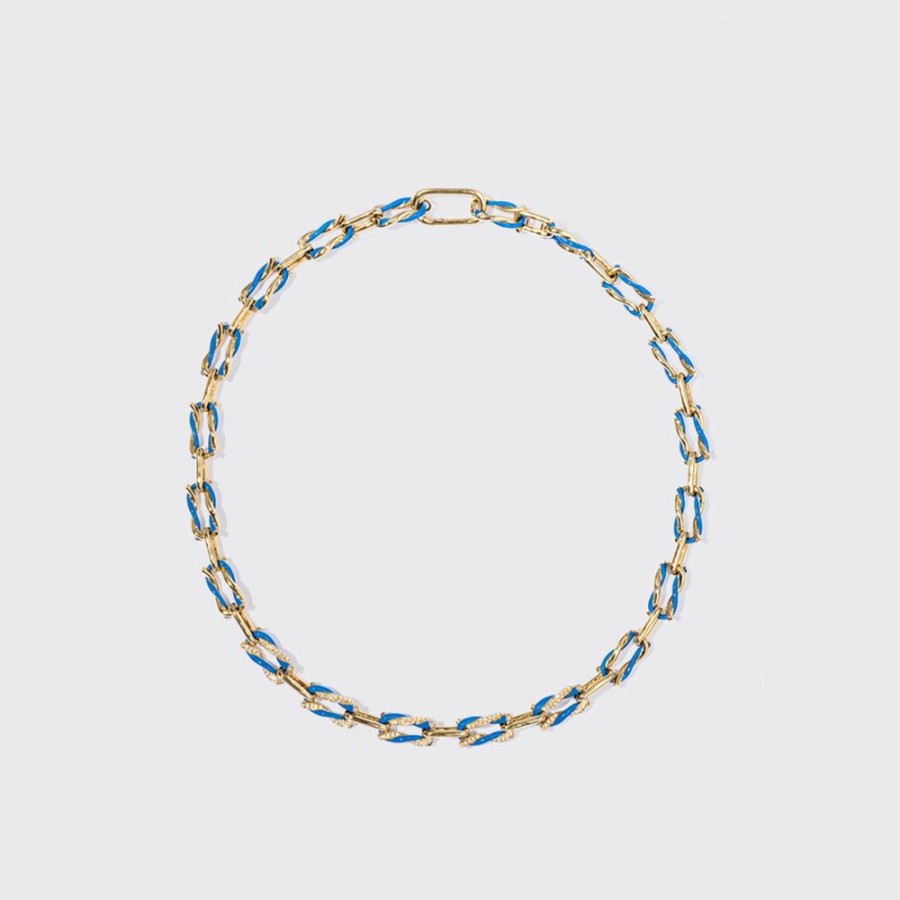 Jewelry Boochier | Dark Blue Five Diamond Fruit Hoops Necklace