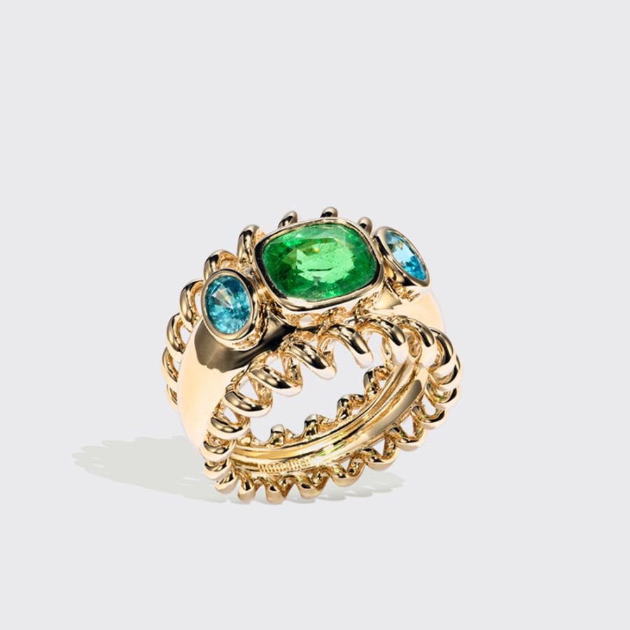 Jewelry Boochier | Jumbo Tsavorite & Blue Zircon Slinkee Icon Ring