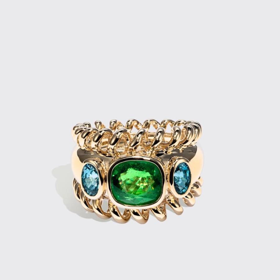 Jewelry Boochier | Jumbo Tsavorite & Blue Zircon Slinkee Icon Ring