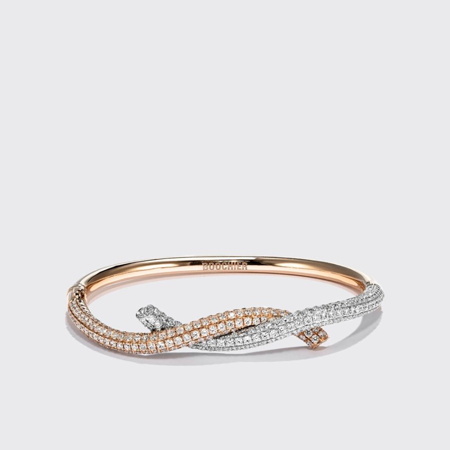 Jewelry Boochier | White Gold-Rose Gold Diamond Ties Bangle