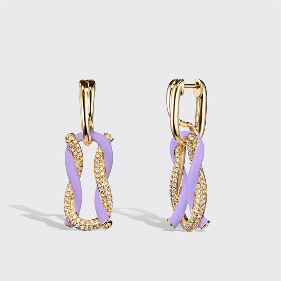 Jewelry Boochier | Jumbo Lilac Half Diamond Fruit Hoops Buckle Earrings