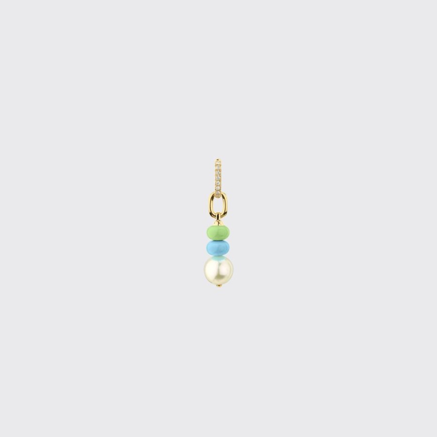 Jewelry Boochier | Light Blue-Lime Green Single Pearl Diamond B-Boy Earring