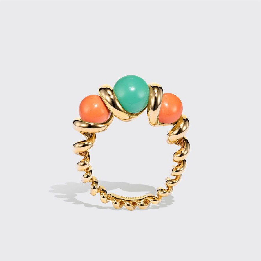 Jewelry Boochier | Coral & Chrysoprase Gumball Slinkee Ring