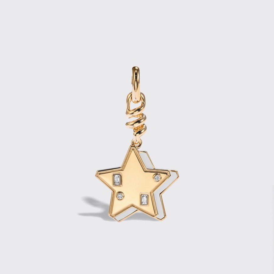 Jewelry Boochier | White Mother Of Pearl Yellow Gold Star Charm