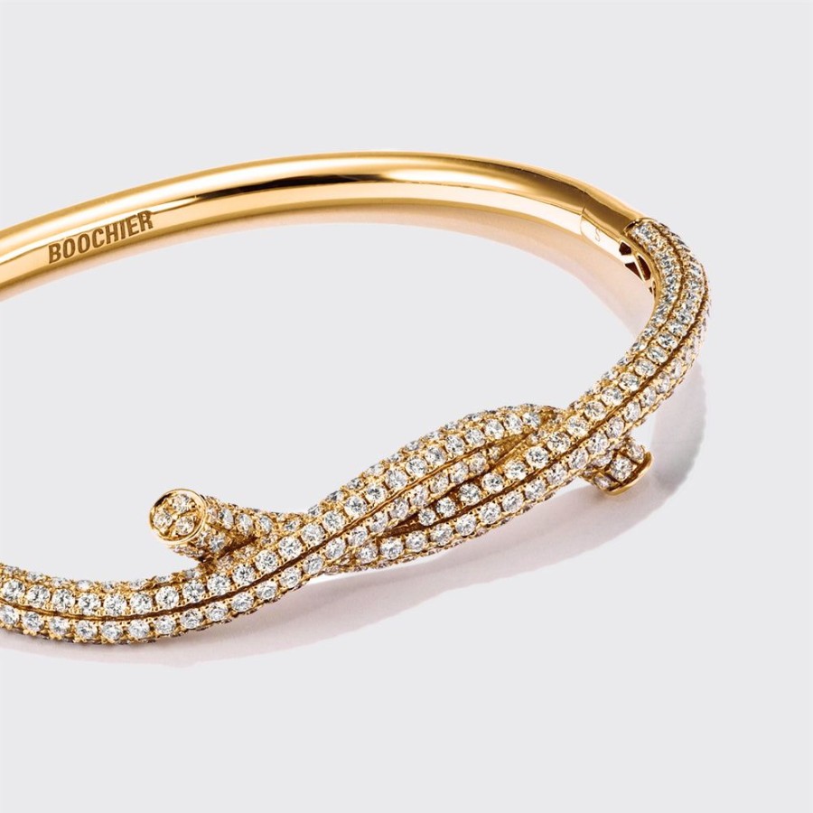 Jewelry Boochier | Yellow Gold Diamond Ties Bangle