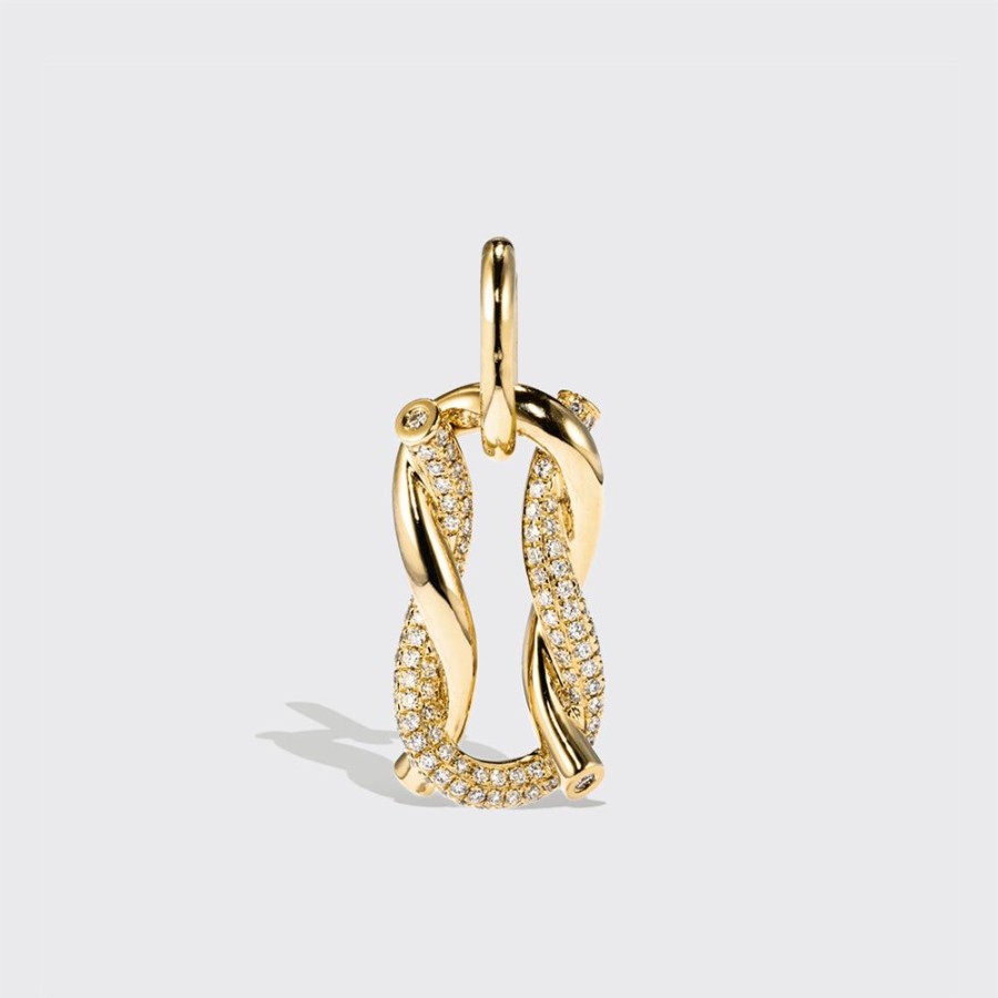 Jewelry Boochier | Yellow Gold Jumbo Half Diamond Ties Pendant